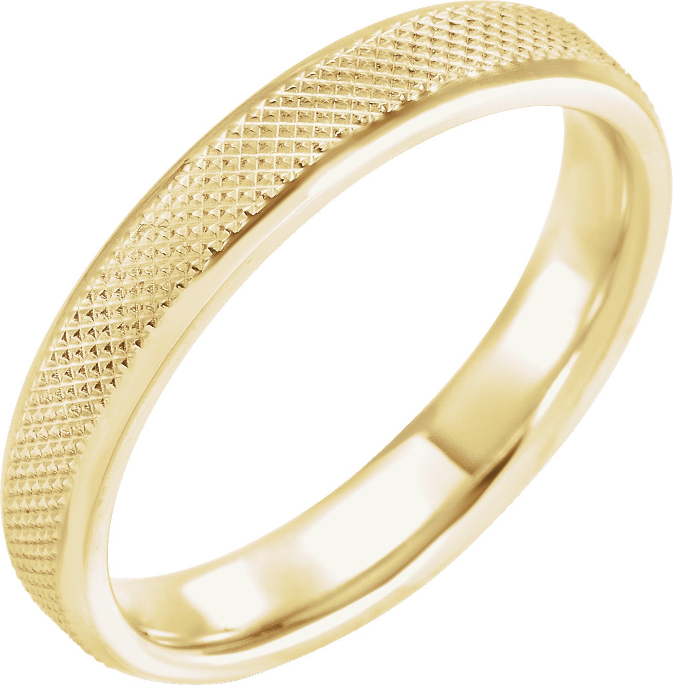 14K Yellow 4 mm  Knurled Beveled-Edge Band Size 8