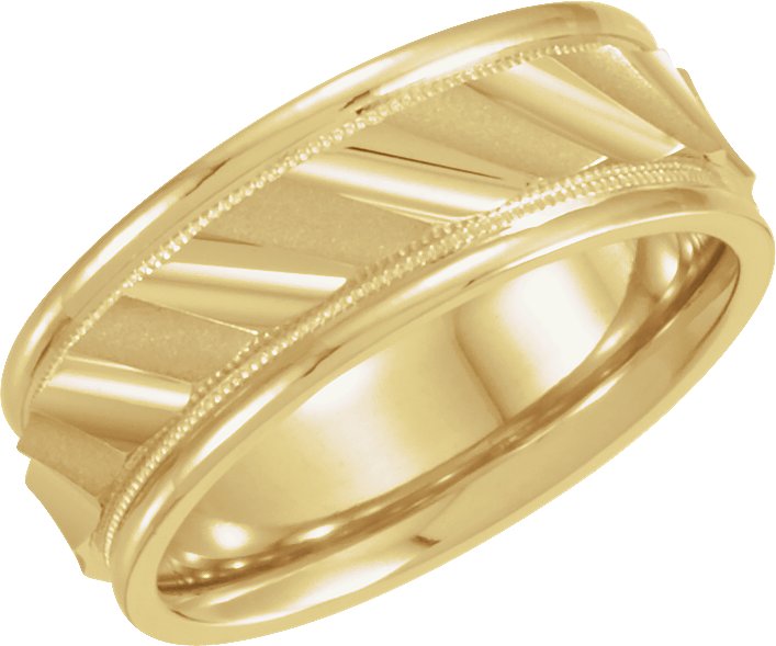 14K Yellow 6.75 mm Ridged Band with Milgrain Size 13 Ref 2714315