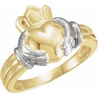 10K White/Rose Claddagh Ring
