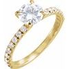 14K Yellow 6.5 mm Round Forever One Moissanite and .33 CTW Diamond Engagement Ring Ref 13860250