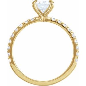 14K Yellow 6.5 mm Round Forever Oneâ„¢ Moissanite & 1/3 CTW Diamond Engagement Ring  