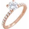 14K Rose 6.5 mm Round Forever One Moissanite and .33 CTW Diamond Engagement Ring Ref 13860251