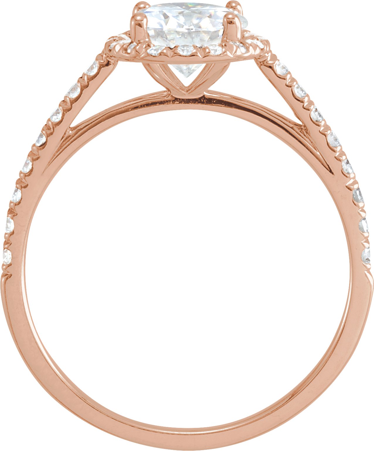 14K Rose 6.5 mm Round Forever One™ Moissanite & 1/5 CTW Diamond Engagement Ring