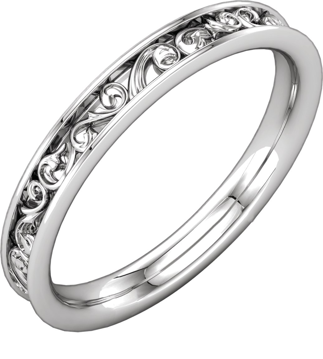 14K White 2.8 mm Sculptural Inspired Band Ref 3403723