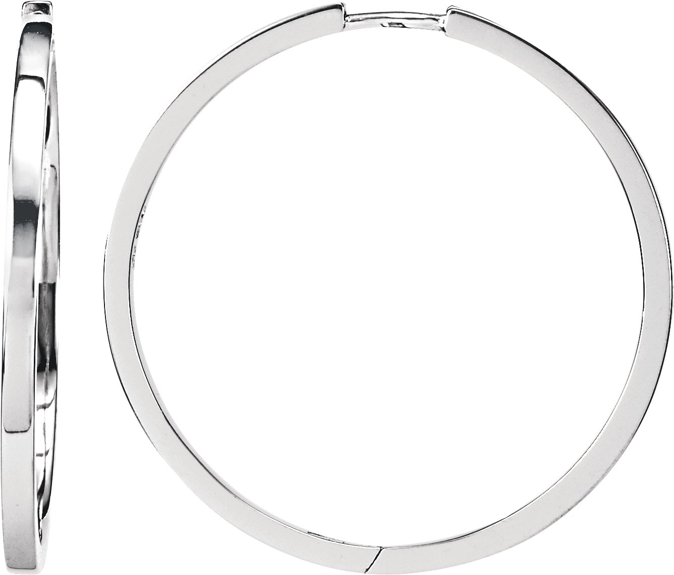 Sterling Silver Square Tube Hinged 32.8 mm Hoop Earrings