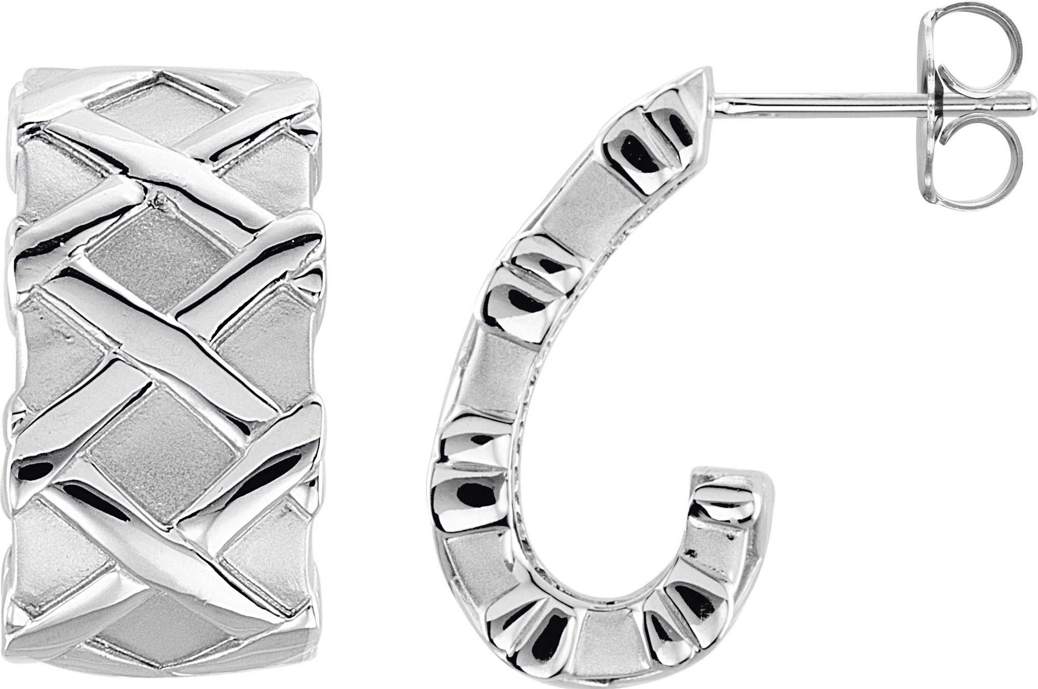 14K White J-Hoop Earrings