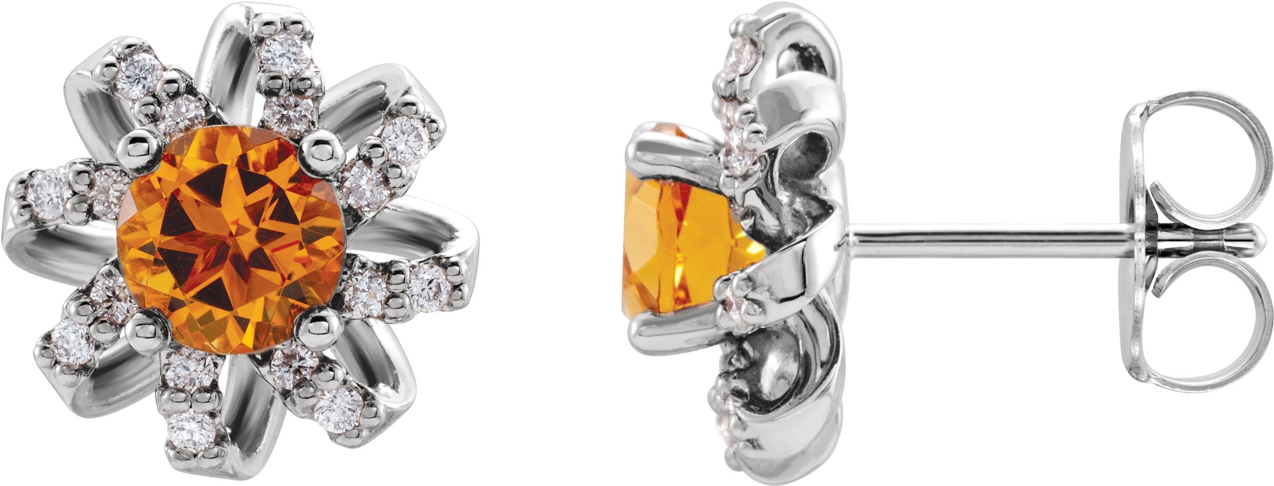 Platinum Citrine and .125 CTW Diamond Halo Style Earrings Ref 16635670