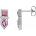 14K White Natural Pink Multi-Gemstone Geometric Bar Earrings