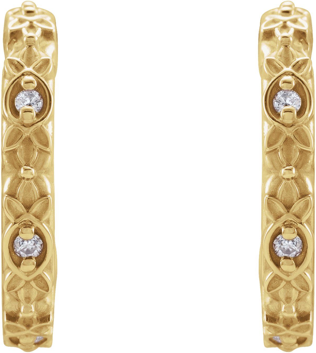 14K Yellow .05 CTW Diamond Vintage-Inspired Huggie Earrings