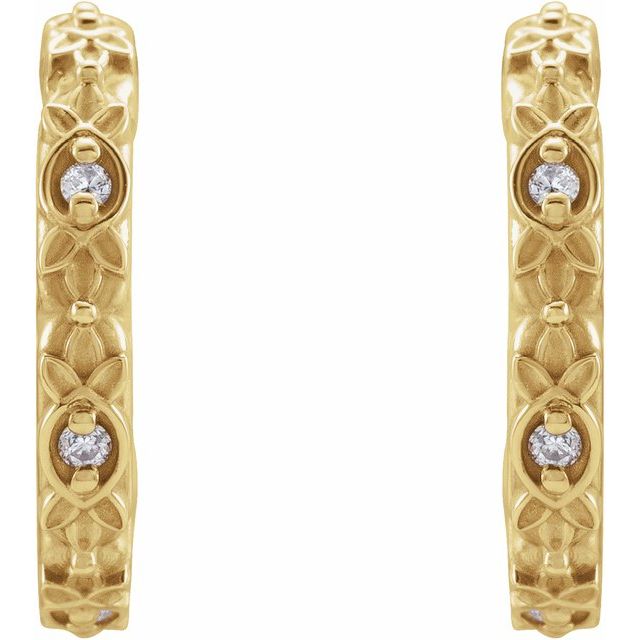14K Yellow .05 CTW Diamond Vintage-Inspired Huggie Earrings