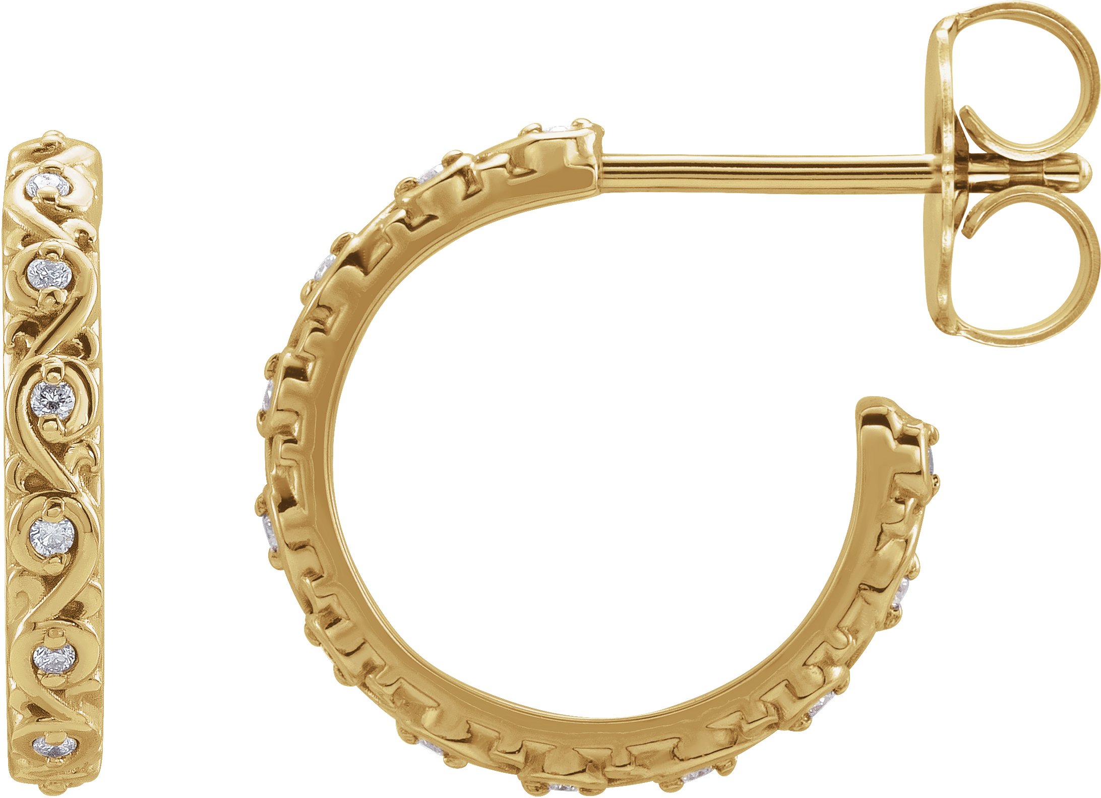 14K Yellow .06 CTW Natural Diamond Sculptural Hoop Earrings