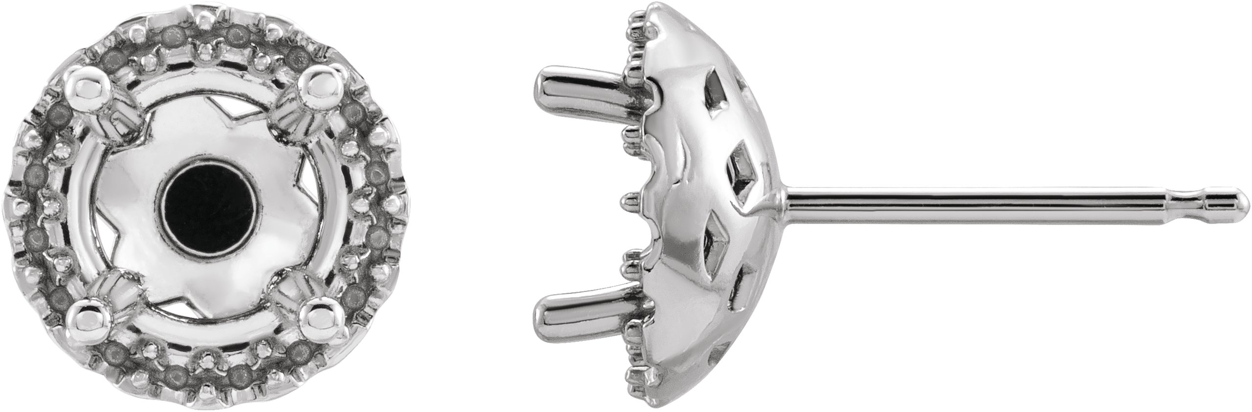 Round 4-Prong Halo-Style Earrings