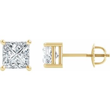 14K Yellow 6.5x6.5 mm Square Forever One Created Moissanite Solitaire Earrings Ref. 12886725
