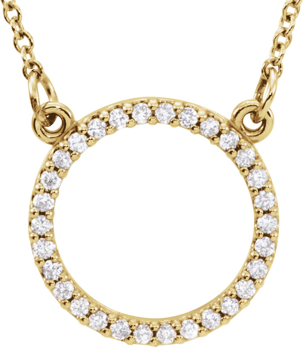 14K Yellow 1/8 CTW Natural Diamond Circle 16" Necklace