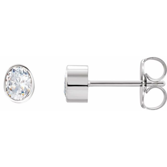 14K White 1/5 CTW Natural Diamond Bezel-Set Earrings