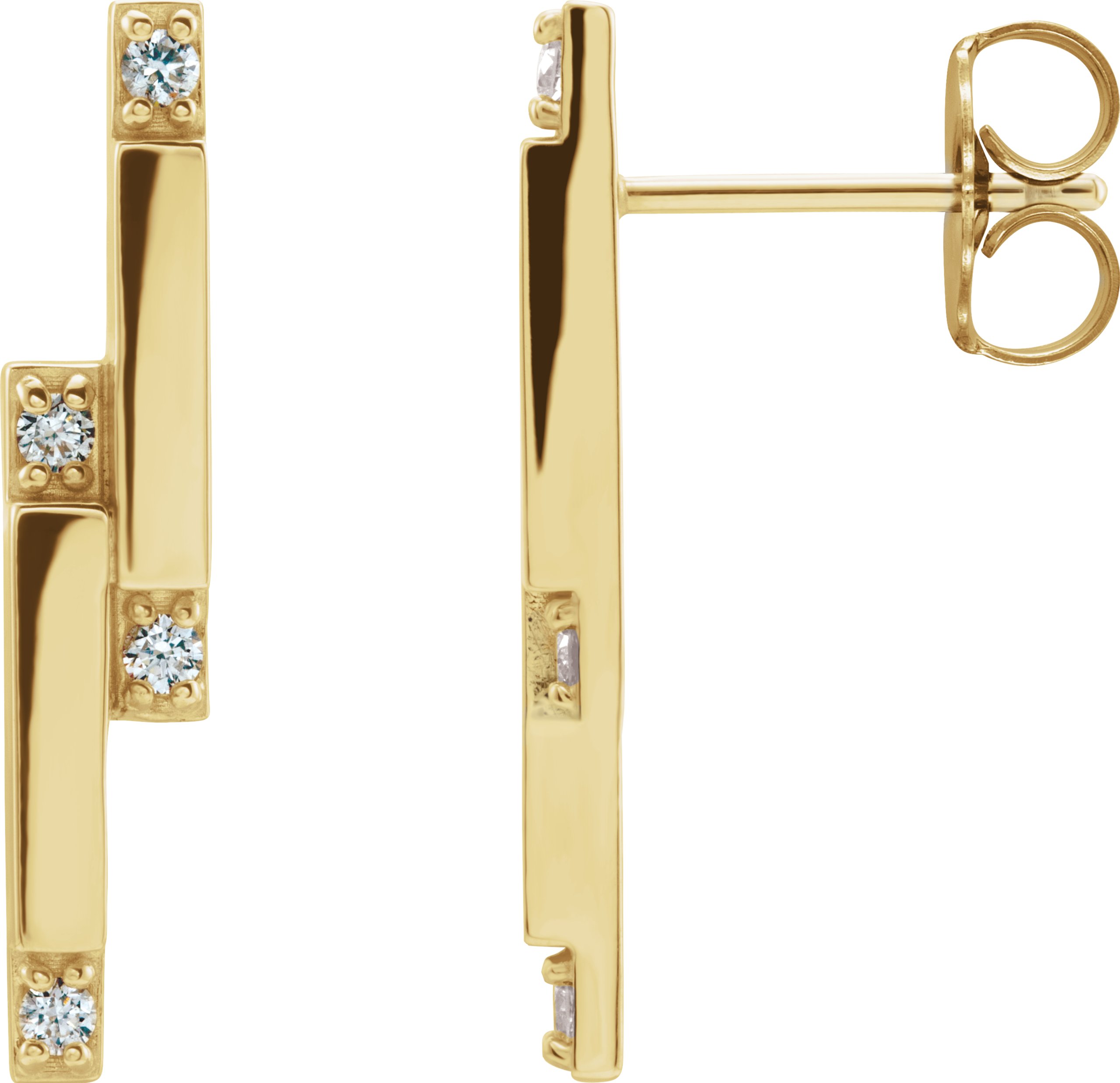 14K Yellow 1/10 CTW Natural Diamond Bar Earrings