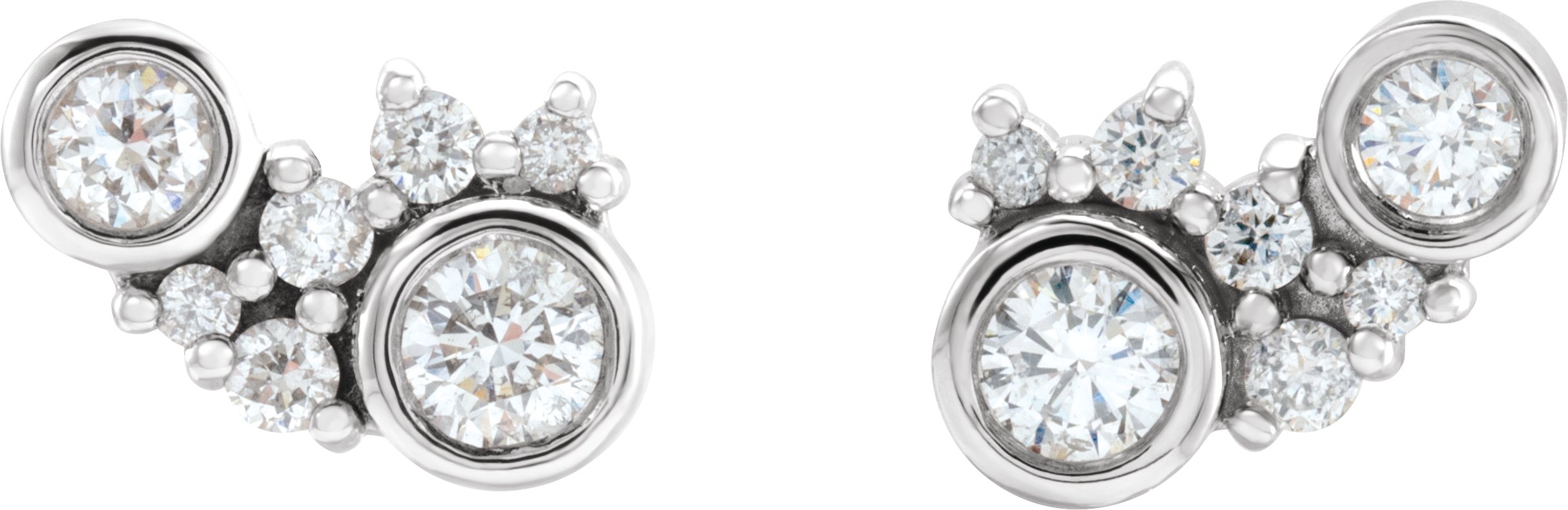 14K White 1/4 CTW Diamond Scattered Bezel-Set Earrings