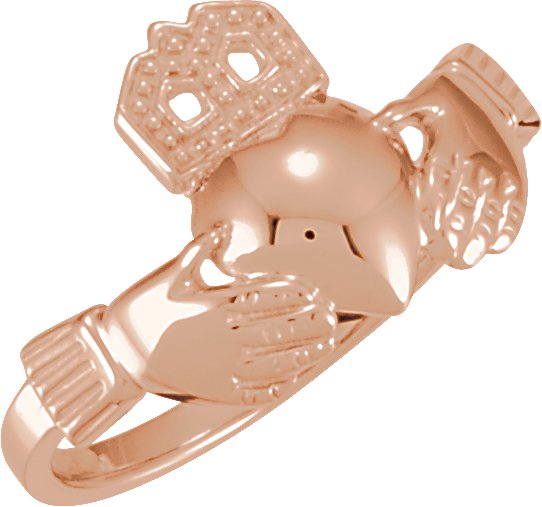 14K Rose 14x12 mm Claddagh Band