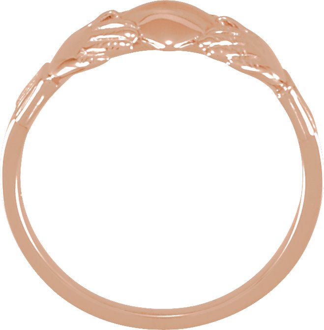 14K Rose 14x12 mm Claddagh Band