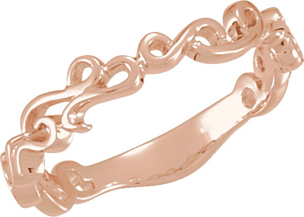 14K Rose 4 mm Scroll Design Band