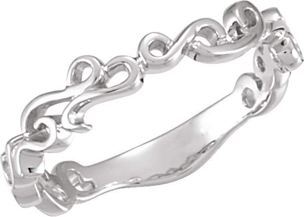 Continuum Sterling Silver 4 mm Scroll Design Band