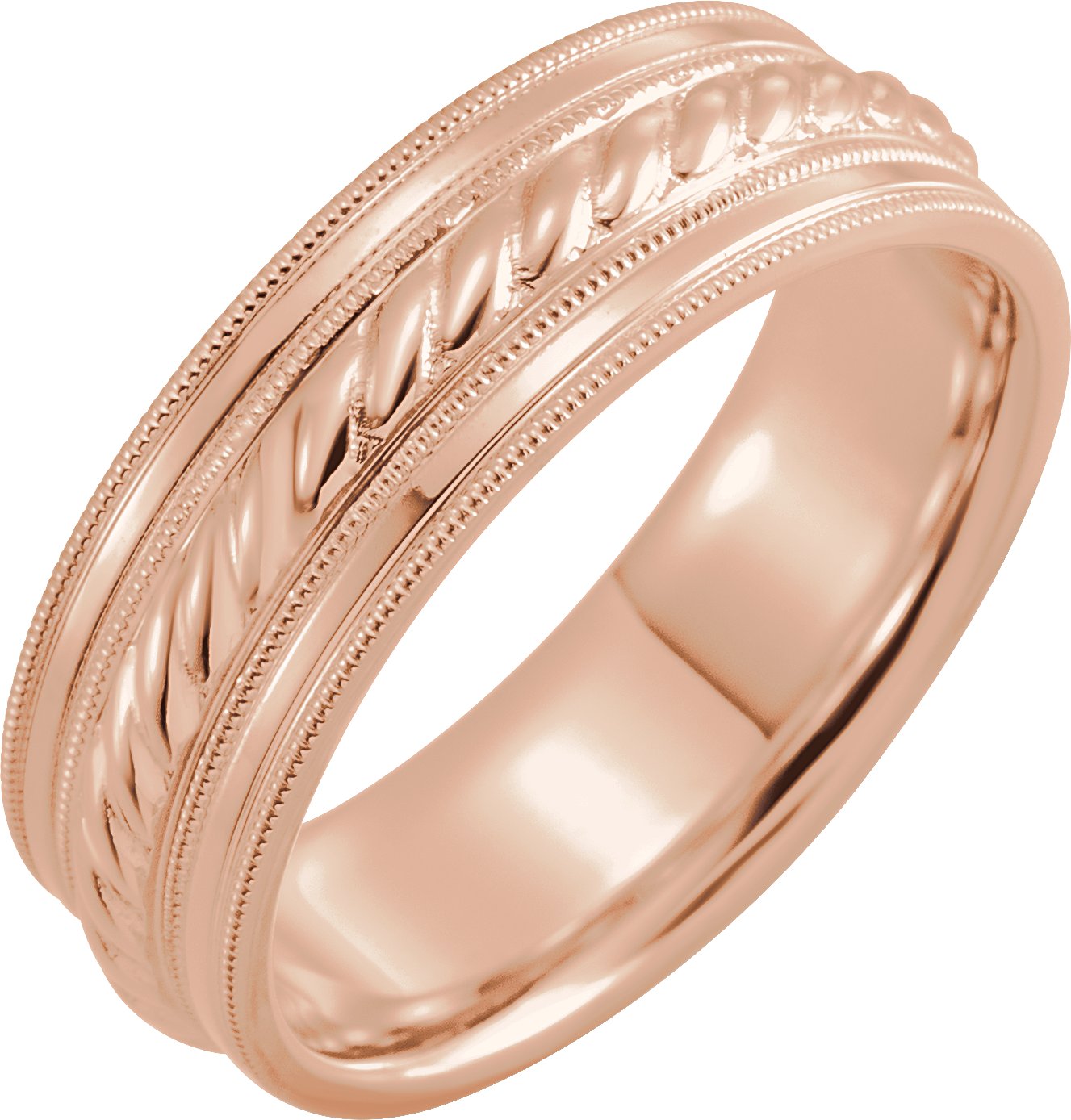 10K Rose 7 mm Rope Pattern Band with Milgrain Size 13 Ref 16526289