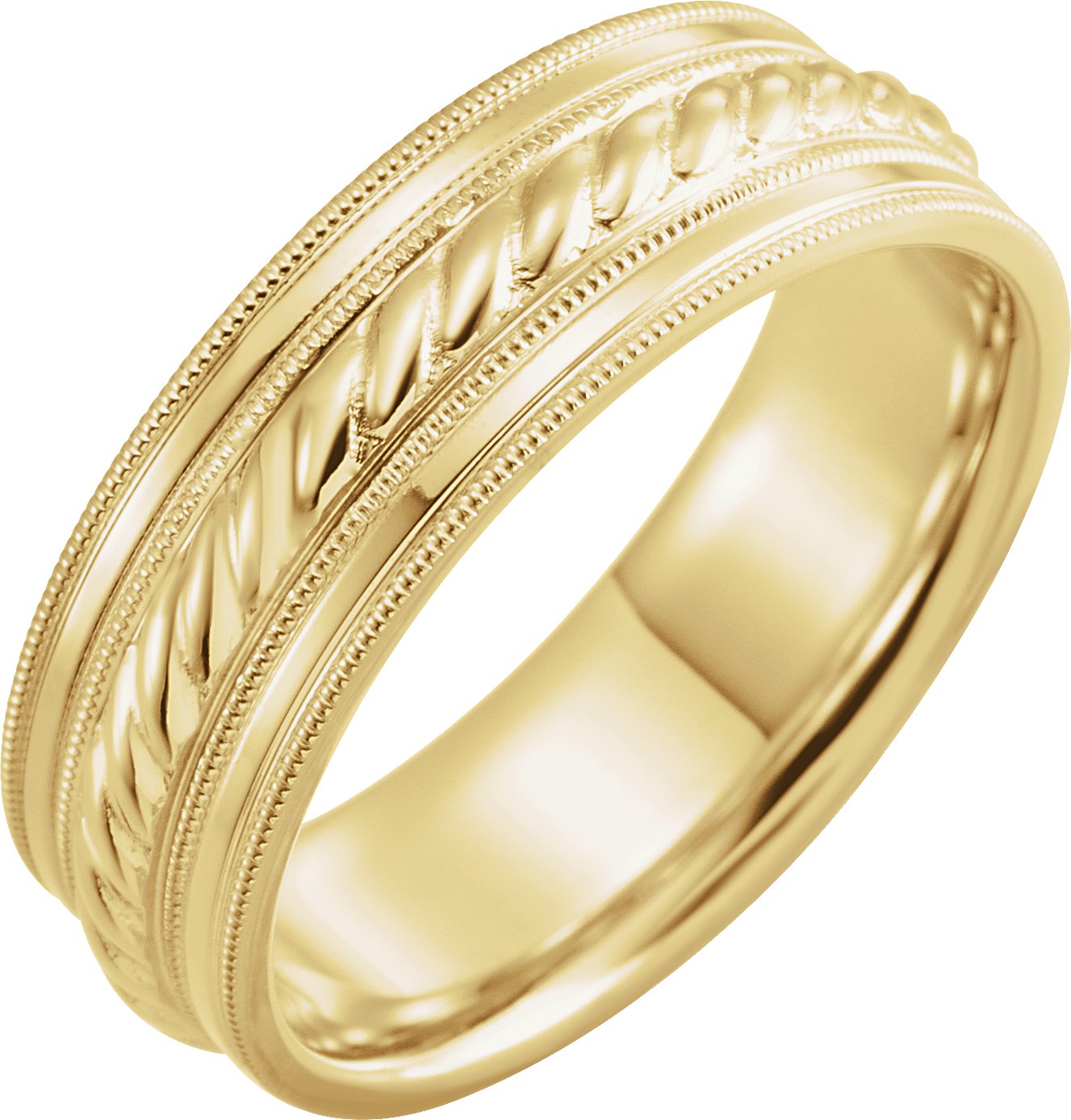 10K Yellow 7 mm Rope Pattern Band with Milgrain Size 8.5 Ref 16526181