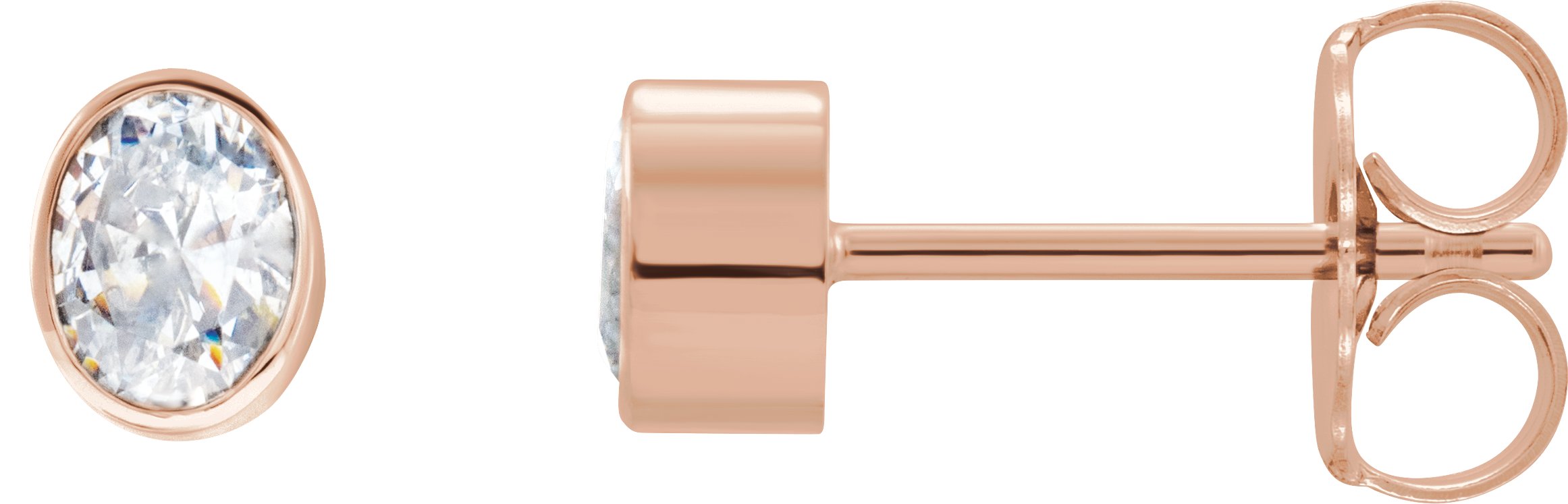Oval Bezel-Set Stud Earrings