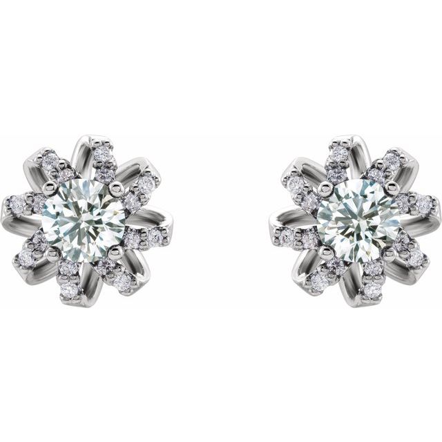 Sterling Silver 1 CTW Natural Diamond Halo-Style Earrings