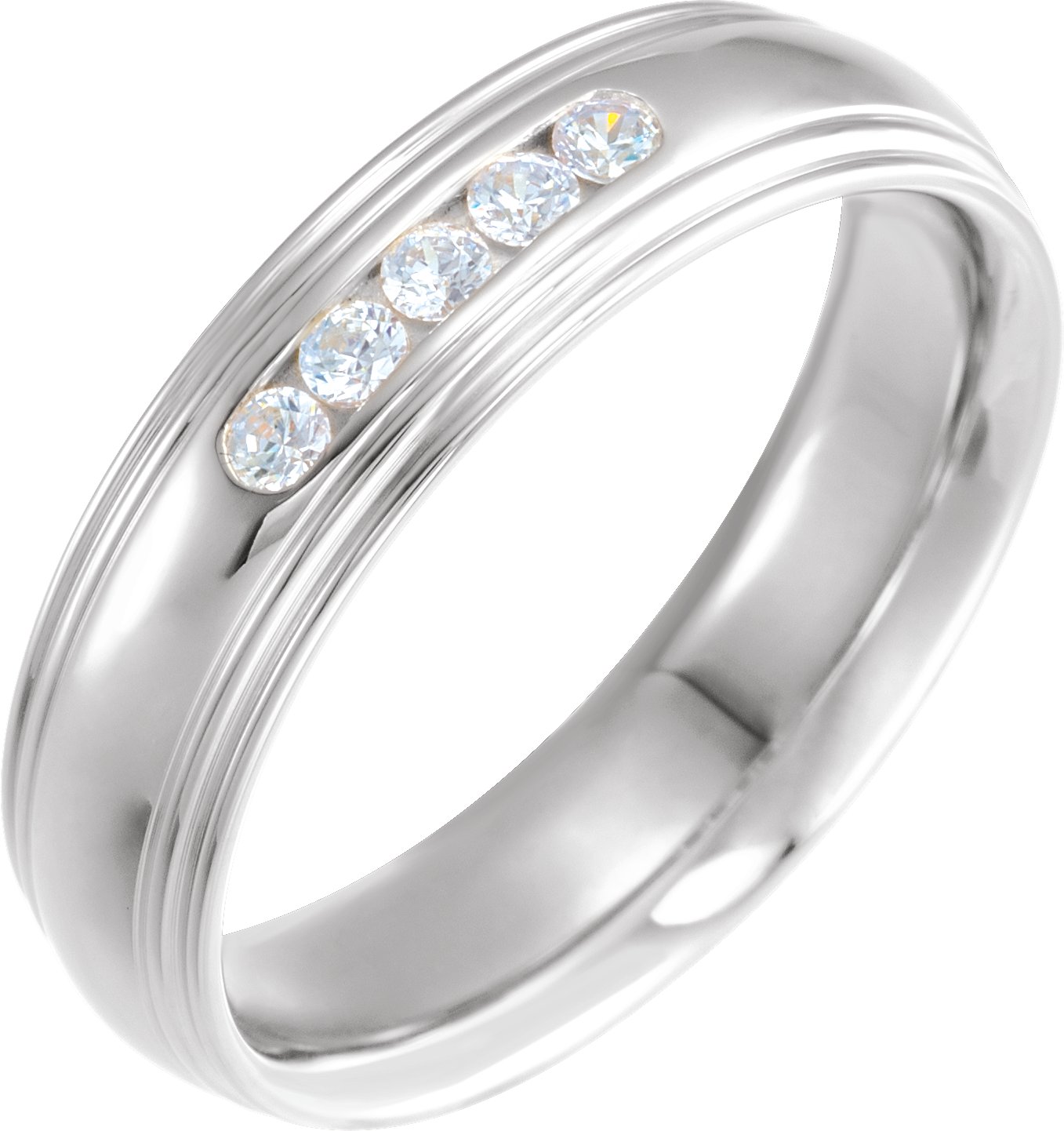 Platinum .13 CTW Diamond Half Round Edge Band Size 4 Ref 16543852