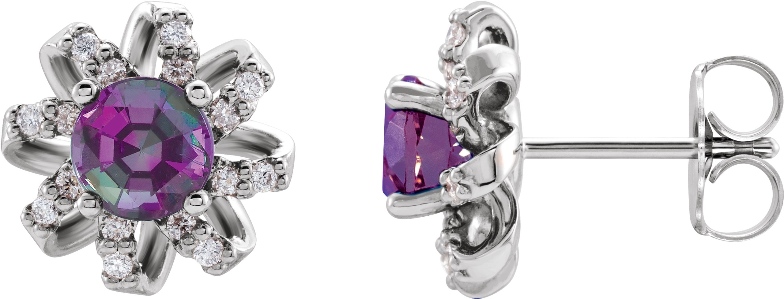 Platinum Chatham Created Alexandrite and .125 CTW Diamond Halo Style Earrings Ref 16635662