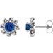 Sterling Silver Lab-Grown Blue Sapphire & 1/6 CTW Natural Diamond Halo-Style Earrings