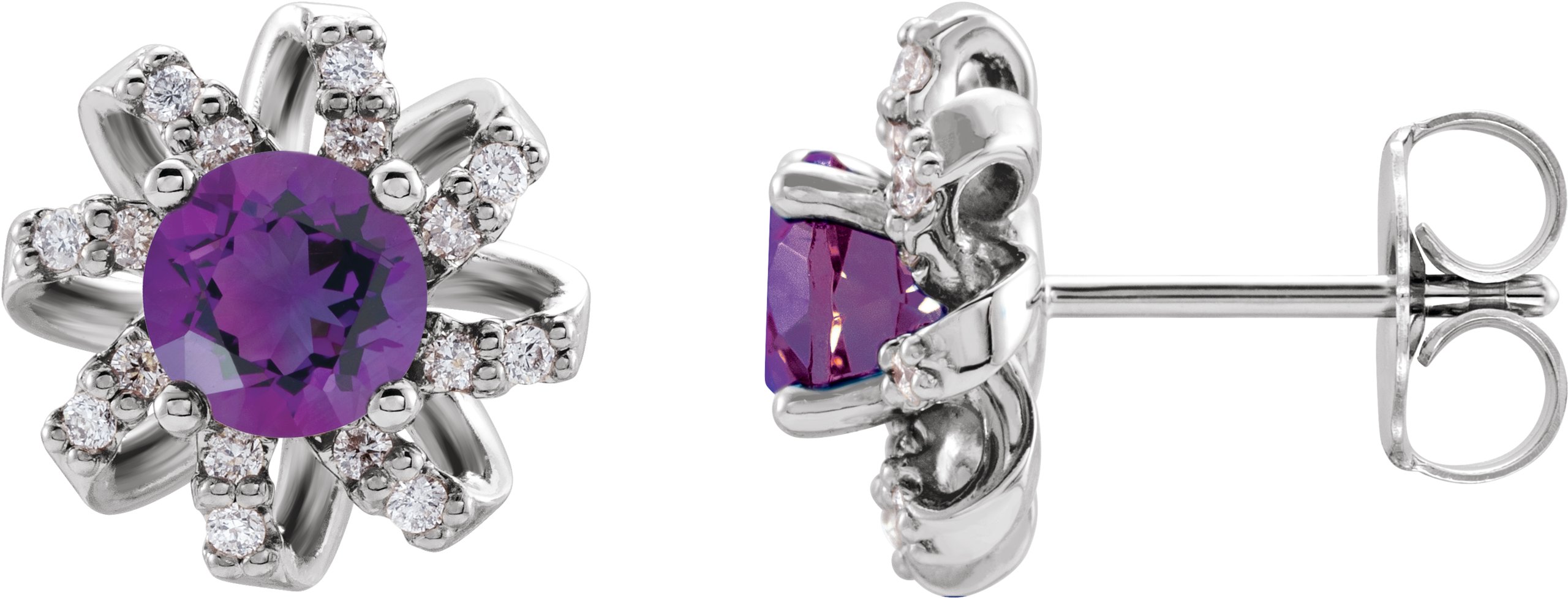 Platinum Amethyst and .125 CTW Diamond Halo Style Earrings Ref 16635666