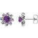 Platinum Natural Amethyst & 1/6 CTW Natural Diamond Halo-Style Earrings