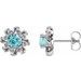 Platinum Natural Blue Zircon & 1/6 CTW Natural Diamond Halo-Style Earrings