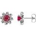 14K White Lab-Grown Ruby & 1/6 CTW Natural Diamond Halo-Style Earrings