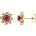 14K Yellow Lab-Grown Ruby & 1/6 CTW Natural Diamond Halo-Style Earrings