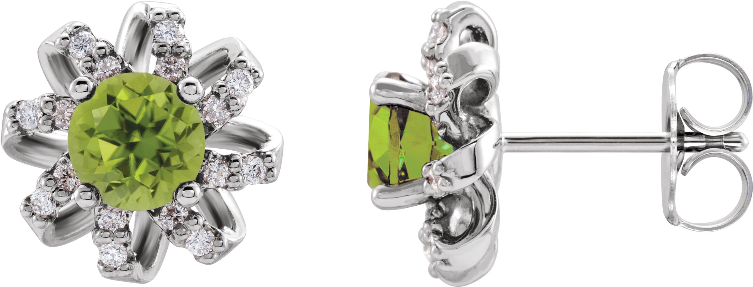 Platinum Peridot and .125 CTW Diamond Halo Style Earrings Ref 16635673