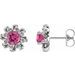 14K White Natural Pink Tourmaline & 1/6 CTW Natural Diamond Halo-Style Earrings