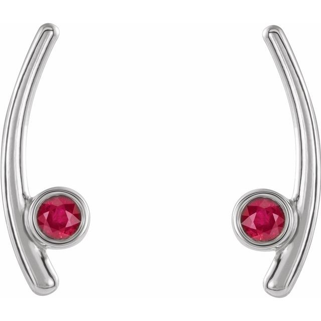 Sterling Silver Lab-Grown Ruby Ear Climbers