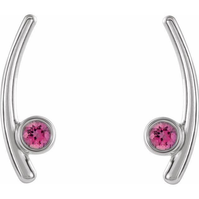 Platinum Natural Pink Tourmaline Ear Climbers