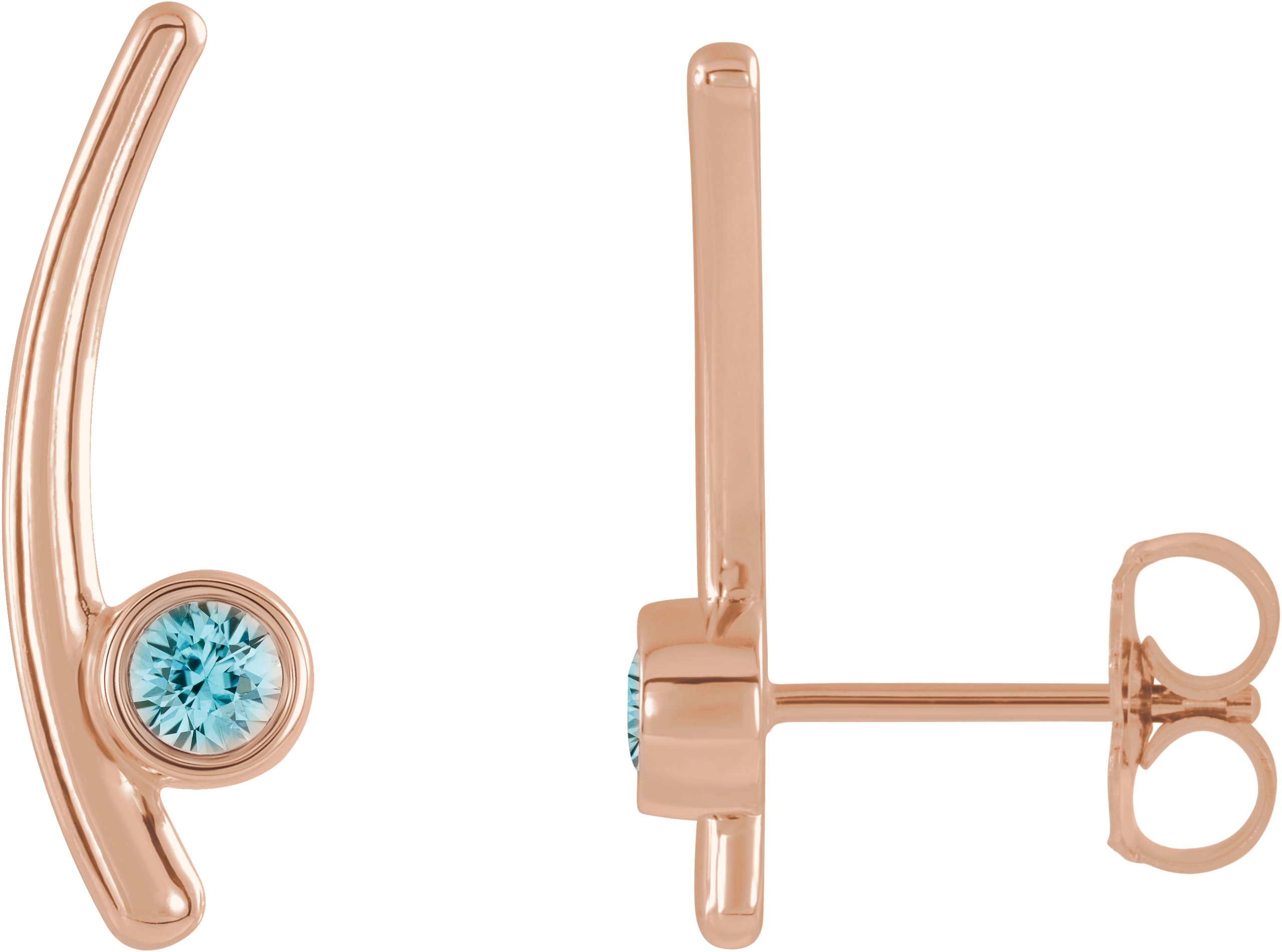 14K Rose Aquamarine Ear Climbers Ref 14653124