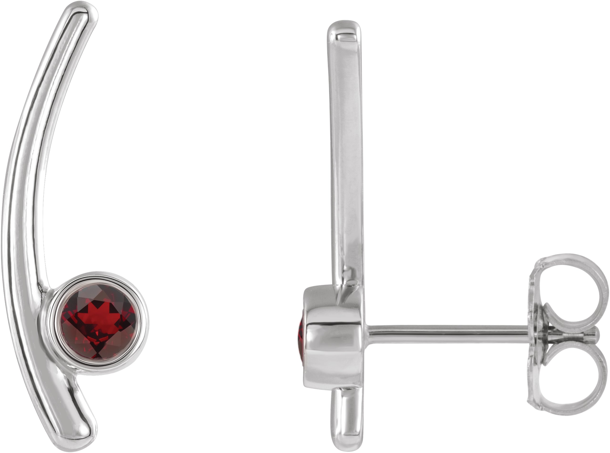 Sterling Silver Chatham Lab Created Ruby Ear Climbers Ref 14653637