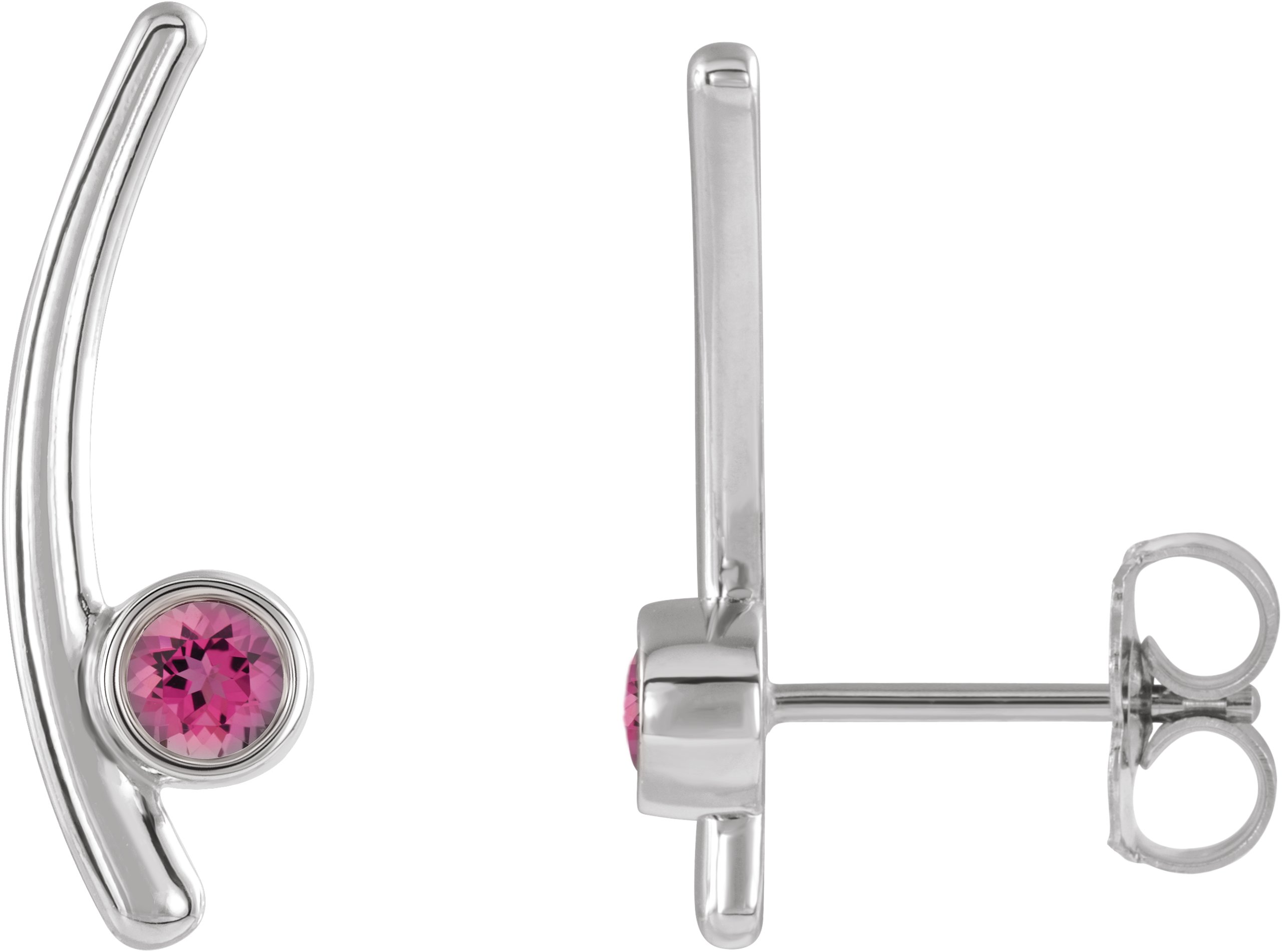 Sterling Silver Pink Tourmaline Ear Climbers Ref 14653696