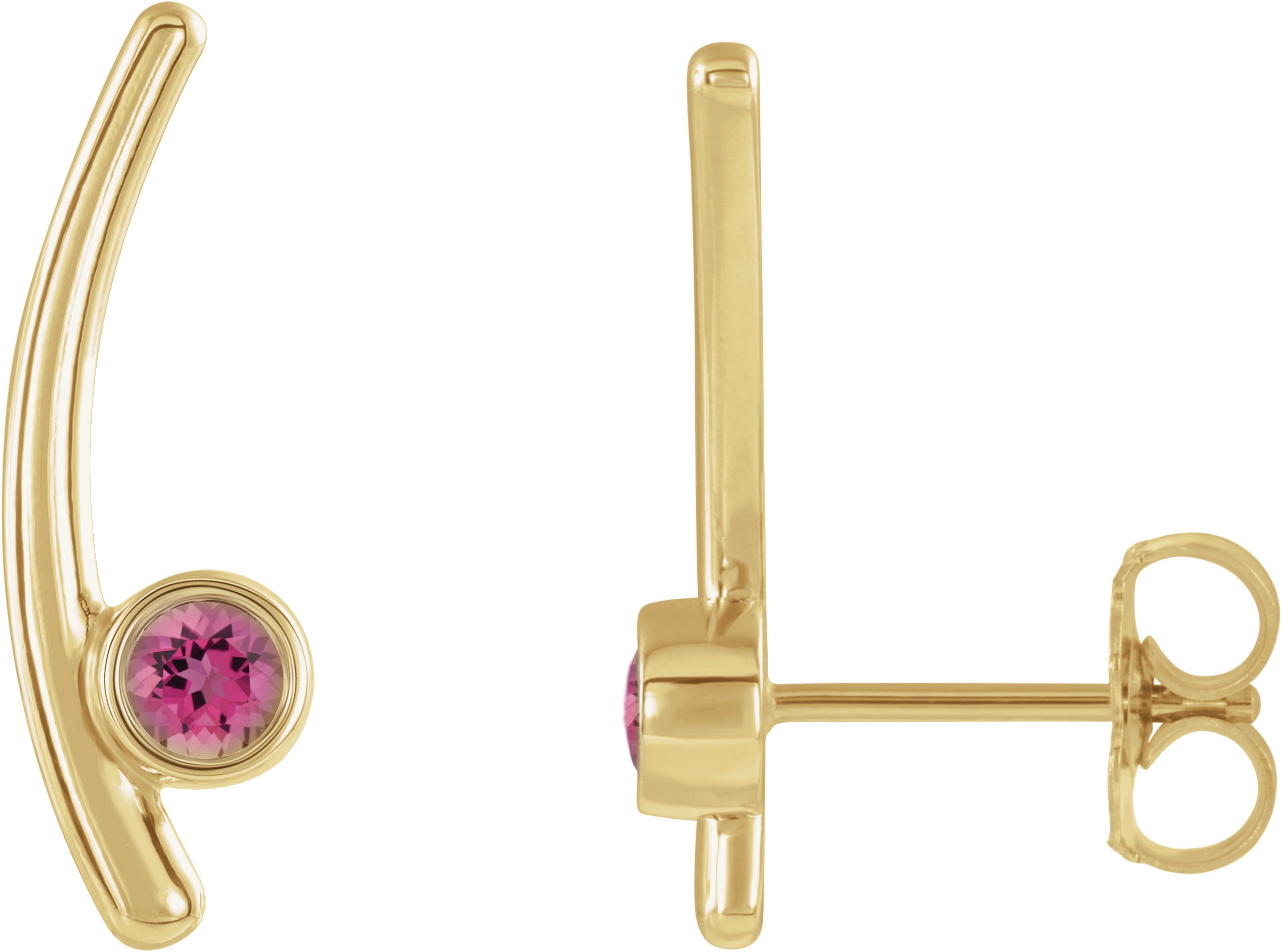 14K Yellow Pink Tourmaline Ear Climbers Ref 14653981