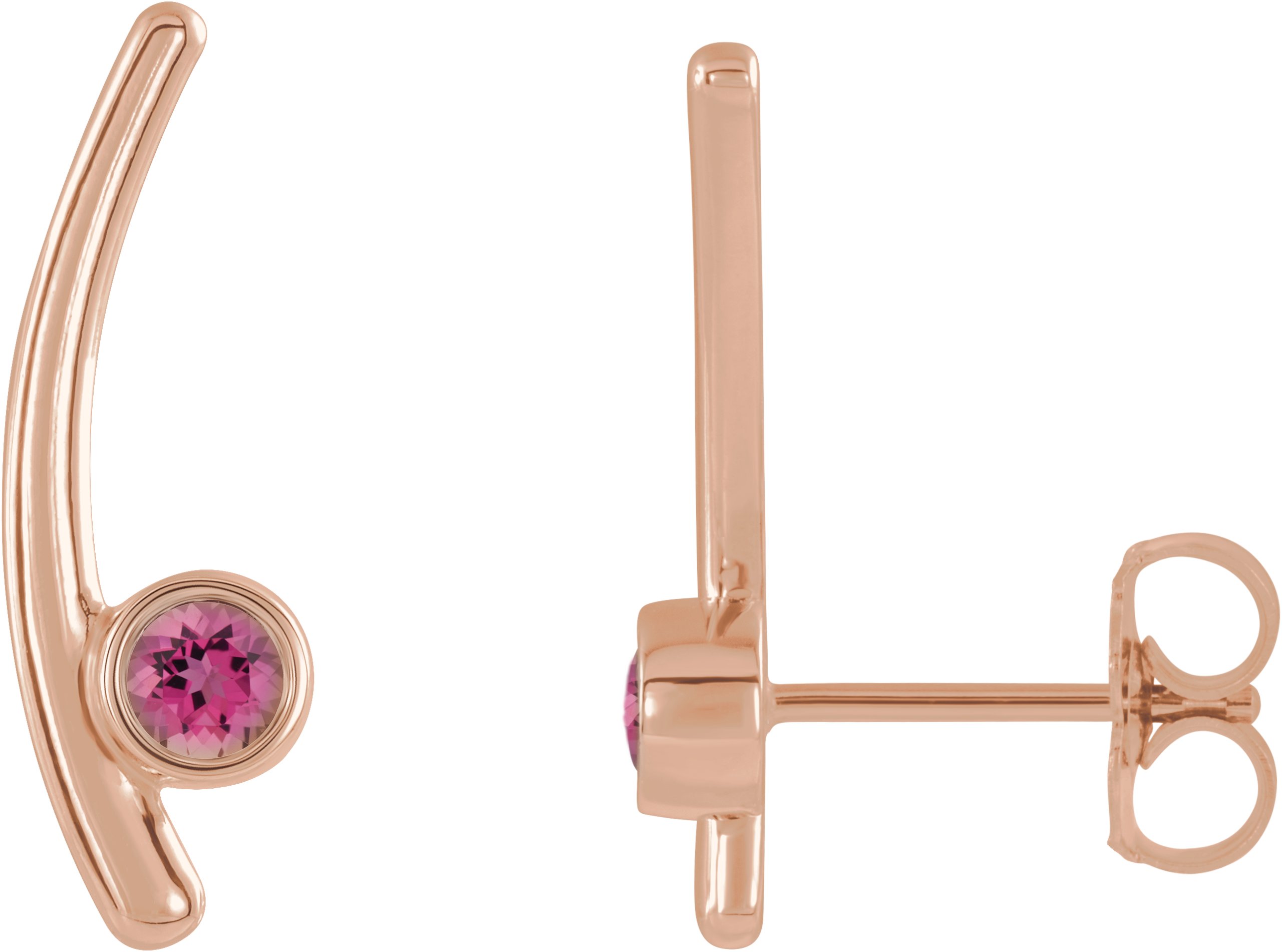 14K Rose Pink Tourmaline Ear Climbers Ref 14653419