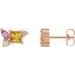 14K Rose Natural Yellow Sapphire, Natural Pink Sapphire, & 1/8 CTW Natural Diamond Earrings