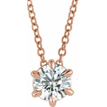 14K Rose 1 CT Lab Grown Diamond Solitaire 16 18 inch Necklace Ref. 17058948