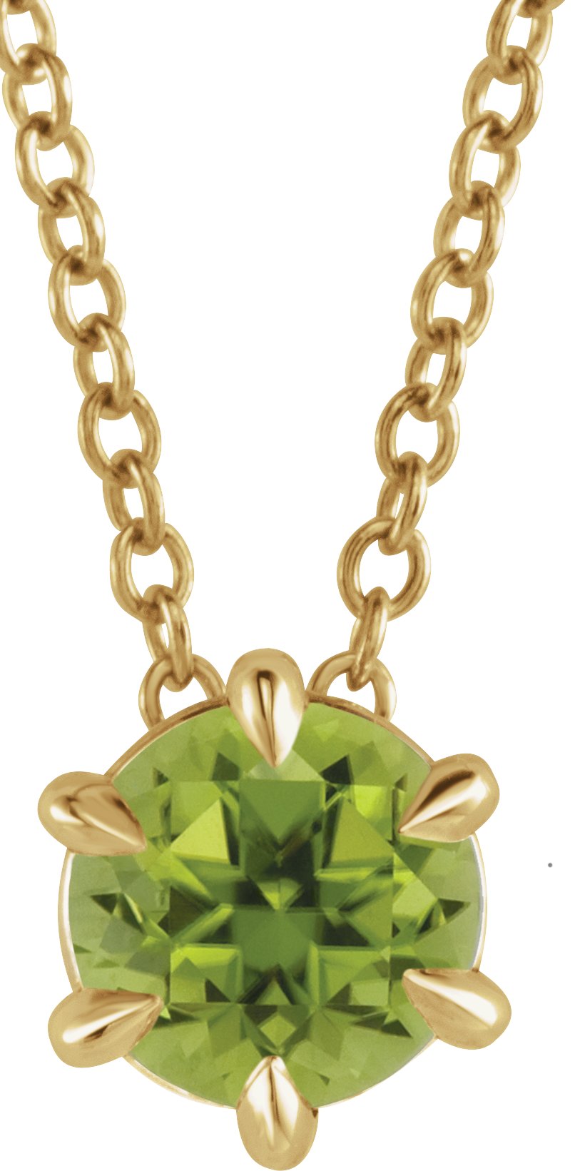 14K Yellow 5 mm Natural Peridot Solitaire 16-18" Necklace