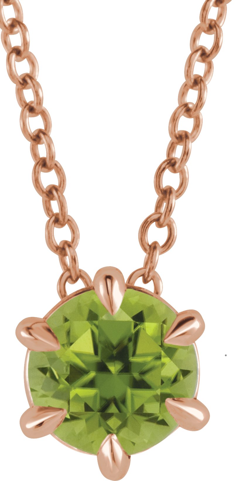 14K Rose Peridot Solitaire 16 18 inch Necklace Ref. 16629251